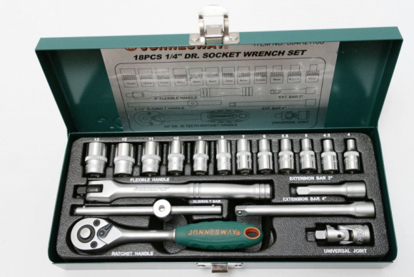 S04H2118S Набор головок торцевых 1/4"DR, 4-13 мм, 18 предметов