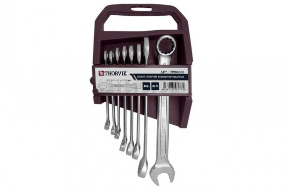 CWS0008 Набор ключей гаечных комбинированных на держателе, 8-19 мм, 8 предметов CWS0008 Набор ключей гаечных комбинированных на держателе, 8-19 мм, 8 предметов
