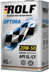 Масло мотор. ROLF. Optima SAE 20W50 API SL/CF (4 л) 1*4шт Масло мотор. ROLF. Optima SAE 20W50 API SL/CF (4 л) 1*4шт