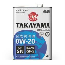 Масло моторное TAKAYAMA 0W20 ILSAC GF-5 API SN 4л.Пластик