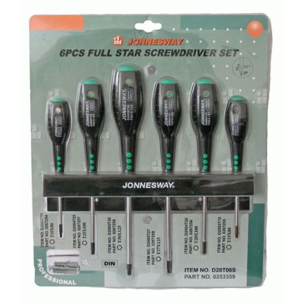 D20T06S Набор отверток стержневых TORX® FULL STAR, 6 предметов D20T06S Набор отверток стержневых TORX® FULL STAR, 6 предметов