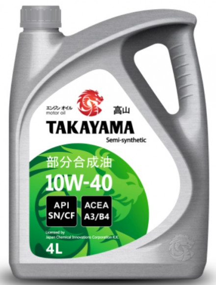 Масло моторное TAKAYAMA 10W40 API SN/CF (4л) пластик Масло моторное TAKAYAMA 10W40 API SN/CF (4л) пластик