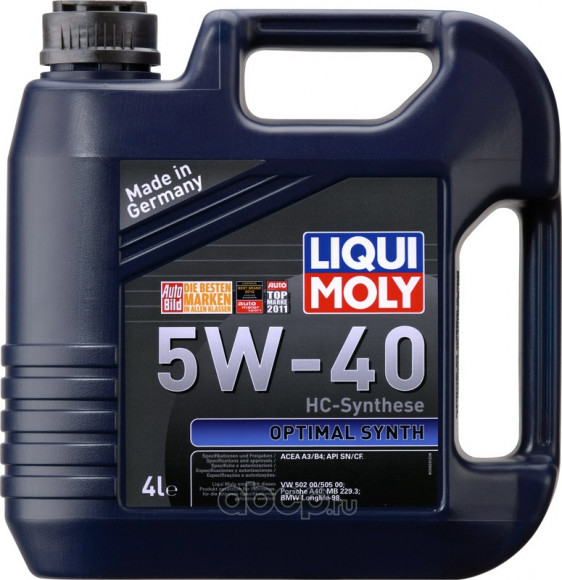 Масло мотор. Liqui Moly 5W40 Optimal SN/CF син 4л Масло мотор. Liqui Moly 5W40 Optimal SN/CF син 4л