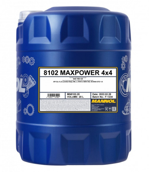 Трансм. синтетич. масло MANNOL 4х4 Maxpower GL-5 75W140 (20л.) Трансм. синтетич. масло MANNOL 4х4 Maxpower GL-5 75W140 (20л.)
