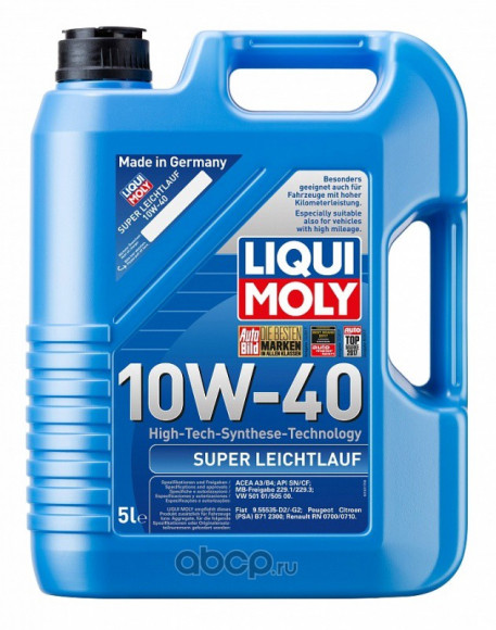 Масло мотор. Liqui Moly 10W40 super LL SJ/CE/CF (5л)п/синт Масло мотор. Liqui Moly 10W40 super LL SJ/CE/CF (5л)п/синт