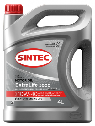 Масло мотор. SINTEC Extra Life 5000 SAE 10W-40 ACEA A3/B4 4л