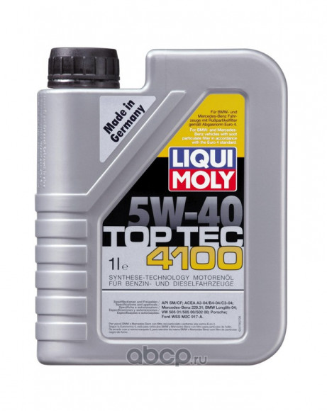 Масло мотор. Liqui Moly 5W40 TOP TEC 4100 1л.