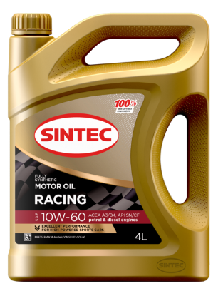 Масло мотор. SINTEC  RACING SAE 10W-60 A3/B4 SN/CF 4л