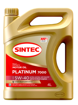 Масло мотор. SINTEC PLATINUM 7000 SAE 5W40 ACEA A3/B4 API SN/CF (4л) 1*4шт