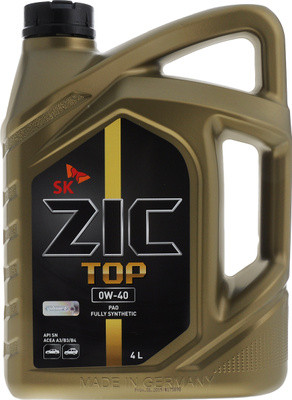 ZIC масл мотор TOP SAE 0W40 API SN/CF ACEA  A3/B3/B4 502.00.505.00 (4л)