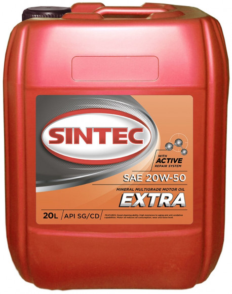 Масло мотор. SINTEC EXTRA LIFE 2000 SAE 20W-50 API SJ/CF 5л