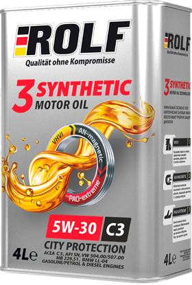 Масло мотор. ROLF 3-SYNTHETIC SAE 5W30 ACEA C3 (4 л) 1*4шт