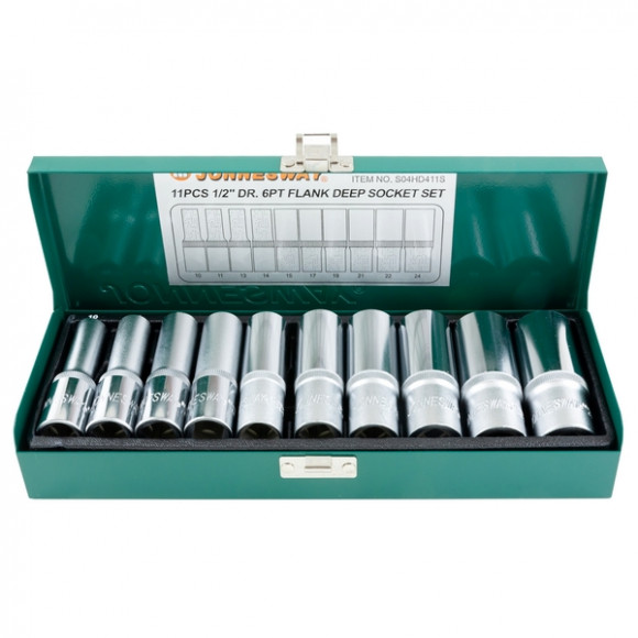 S04HD411S Набор головок торцевых глубоких 1/2"DR, 10-24 мм, 11 предметов S04HD411S Набор головок торцевых глубоких 1/2"DR, 10-24 мм, 11 предметов