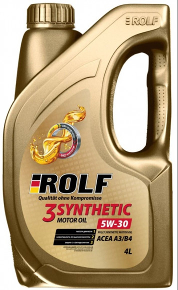 Масло мотор. ROLF 3-SYNTHETIC SAE 5W30 ACEA A3/B4 пластик (4 л) 1*4шт
