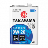 АКЦИЯ Масло мотор. TAKAYAMA SAE 0W20 ILSAC GF-5 API SN 4л+1л (ЖБ) Промокороб